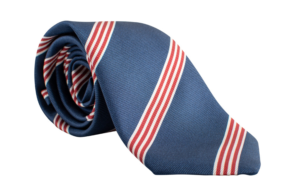 Yacht - Striped Printed Twill - High-Quality Italian Silk Ties